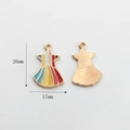 Gedetailleerde voor- en achterkant van 26x17mm circustent emaille hanger met maten - Ster Regenboog Stijl (08)