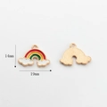 Voor- en achterkant van de 14x19mm regenboog hanger voor DIY-sieraden maken - Regenboog Stijl 02 (07)