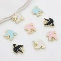 DIY colorful bird alloy pendants in white black pink and blue with gold plating finish - Random Mixed Colors