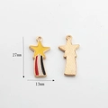 Detailweergave van gele emaille ster hanger met regenboogstaart en afmetingen - Meteoor Stijl 02 (04)