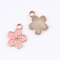 Pink sakura cherry blossom charm in gold-plated alloy for DIY jewelry making - Pink