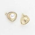 Colgantes dorados para pendientes con perla blanca e incrustación de strass - Triángulo