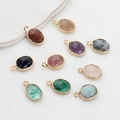 Pendentifs ovales en pierres précieuses avec bord doré pour la création de bijoux - Couleurs Mélangées Aléatoires