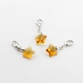 Three amber yellow crystal star pendants with silver lobster clasps for DIY jewelry making - Gold