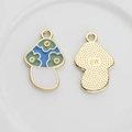 Colgantes de setas de esmalte azul y blanco con diseño floral y reverso dorado de metal - Azul