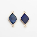 Macro detail of rhombus lapis lazuli pendants with gold plated edges for DIY jewelry - Lapis Lazuli Color (04)