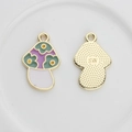 Colgante de seta mini en aleación con esmalte morado y verde para pendientes de bricolaje - Púrpura