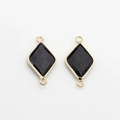 Detail of gold-plated rhombus connector charms with blue sandstone for jewelry making - Blue Goldstone (07)