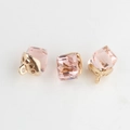 Pink crystal cube charms with gold filigree caps and rings for DIY jewelry making - Rose Pink