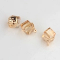 Three 8mm yellow crystal cube pendants with gold plated bail for DIY jewelry - Champagne