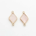 Detail of faceted pink natural stone connector with gold plated edges for DIY jewelry - Pink (10)
