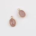 Colgante ovalado de piedra natural cristal fresa chapado en oro para joyería DIY - Frijol Rojo