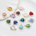 Triangle crystal faceted pendants with gold-plated copper edges and double hanging loops - Random Mixed Colors