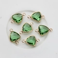 Set of 6 green triangular crystal charms with gold-plated edges for DIY jewelry making - Fruit Green