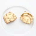Vintage golden alloy half-face relief charm with matte finish for DIY jewelry - Matte Gold