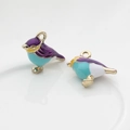 Bird-shaped alloy charms with colorful enamel finish in purple and blue for DIY jewelry - Blue & White