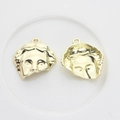 Vintage golden half-face mask alloy pendant showing front and back relief details - Gold Plating