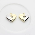 Two-piece heart puzzle charm pendants in gold and silver finish for DIY jewelry - Heart