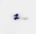 Blauer Kristal-Kreuzanhänger mit silbernem Karabinerverschluss für DIY-Schmuck - Dunkelblau