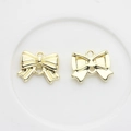 Colgantes de lazo dorado en aleación con textura de cinta para creación de joyas DIY - Dorado