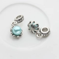 Abalorios de plata con perlas azul claro y circonitas para pulseras personalizadas - Blue Bead
