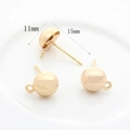 14K gold plated half-ball stud earring finding with loop, 11mm size for DIY jewelry - Large (11mm) / Gold