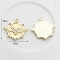 Golden heart wing pendant with pearls and rhinestones for DIY jewelry, 21mm size - Pearl Wing Style