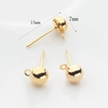 Gold-plated 14K half-ball stud earring posts with 7mm diameter and hanging loops - Small (7mm) / Gold
