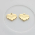 Pareja de dijes de corazón de aleación dorada pulida para crear joyas DIY - Dorado