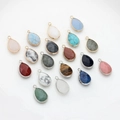 Colgantes de piedras naturales facetadas con borde metálico para creación de joyas - Colores Mezclados al Azar
