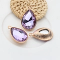 Ciondolo a goccia con cristallo viola chiaro e cornice in oro rosa per gioielli - Lavanda