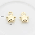 Pair of minimalist 13x9mm gold solid star charms with jump rings for DIY jewelry making - Small / Gold