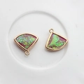 Ginkgo leaf opal-style resin charms with gold plating for DIY jewelry making - Purple Red Multi