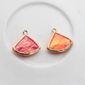 Pink and orange ginkgo leaf pendants with gold trim for DIY earring jewelry making - Iridescent Bright Pink