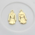 Golden alloy trench coat shaped DIY pendant with double-sided details for jewelry making - Trench Coat Shape / Gold