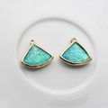 Ginkgo leaf shaped charm with green faux opal resin and golden metal frame for DIY jewelry - Lake Blue Multicolor