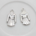 Polished silver alloy trench coat charms for DIY jewelry making with realistic details - Trench Coat Shape / Silver