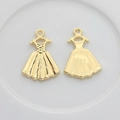 Golden dress-shaped alloy pendants with polished finish and top ring for DIY jewelry making - Dress Shape / Gold