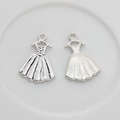 Silver plated alloy dress charms with pleated detail for DIY jewelry making - Dress Shape / Silver