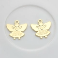 Golden alloy angel pendant with engraved text Angels watching over me for DIY jewelry making - Angel Style With Text / Gold