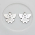 Silver angel charms with engraved Angels watching over me message for DIY jewelry - Angel Style With Text / Silver