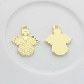 Golden alloy angel pendant for jewelry DIY with floral texture and smooth back surface - Angel Style With Pattern / Gold