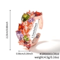 Anello da sposa con zirconi colorati in oro rosa con fascia aperta regolabile - Aperto Regolabile / Oro Rosa Colorato