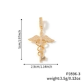 Gold rotating dragonfly caduceus key pendant necklace with white cubic zirconia stones - Gold Style with White Stones (P3596-3)