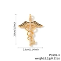 Gold caduceus key pendant with colorful crystals and precise size dimensions - Gold Style with Three-Color Stones (P3596-4)