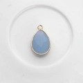 Colgante de lágrima de piedra azul cielo con borde dorado y facetas para joyería de bricolaje - Borde Dorado / Facetado Azul Cielo (17)