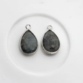 Colgantes de gota en piedra natural gris oscuro con borde plateado para joyas DIY - Borde Plateado / Labradorita