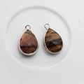 Colgantes de ojo de tigre facetados con borde plateado para la creación de joyas - Borde Plateado / Ojo de tigre