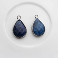 Colgantes de gota en piedra azul con borde plateado para creación de joyas DIY - Borde Plateado / Lapis Lazuli