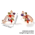 Colorful floral crystal stud earrings with AAA cubic zirconia in 18K gold plating - Rose Gold Multicolor